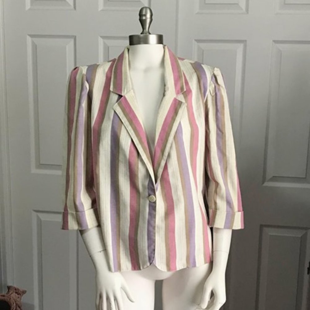 Vintage John's Girl Inc. 80s Pastel Striped Blazer